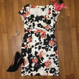 WHBM Satin Rose Floral Sheath Dre…